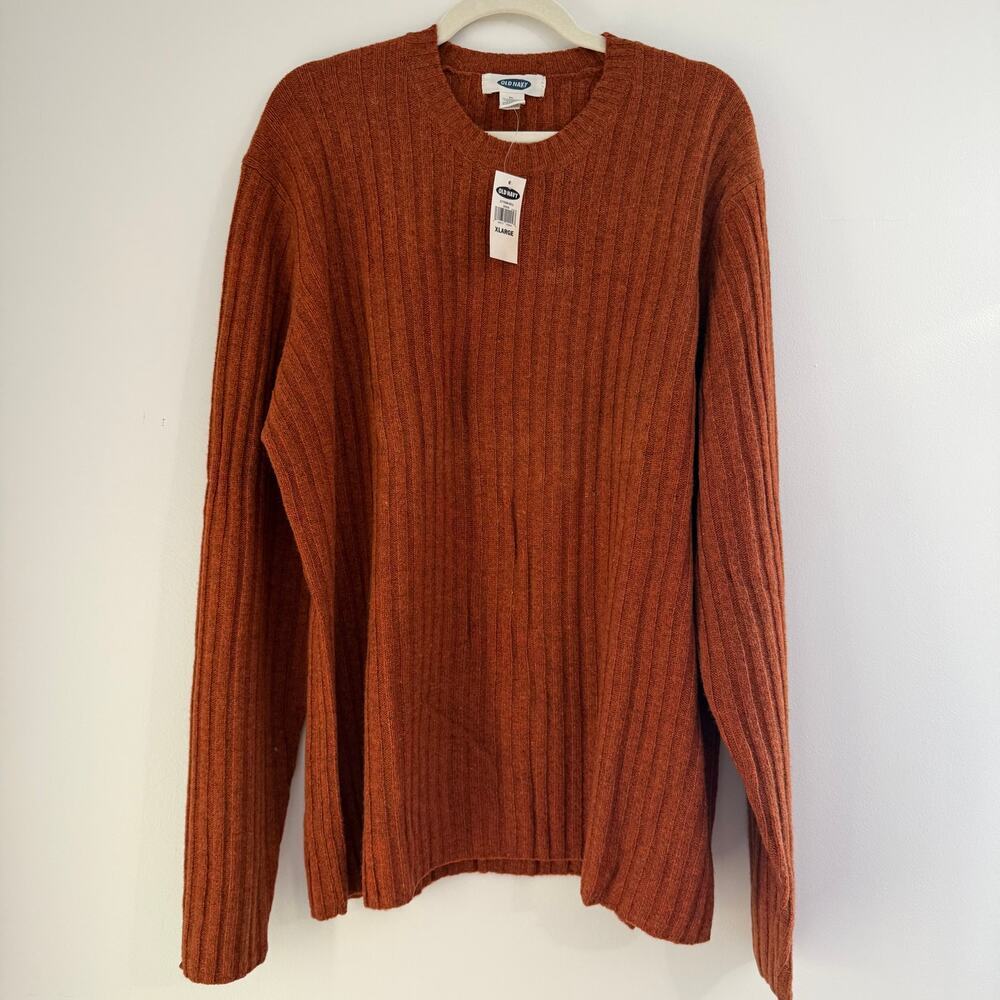 Vintage Old Navy Deadstock Lambswool Ribbed Knit Orange Sweater Men's‎ Size XL